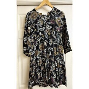 ba&sh Paris Mini Dress Womens XS Black Floral Paisley Boho V-Neck
